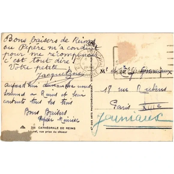 Cathédrale De Reims France Postcard - Picture 2 of 2